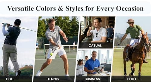 PINSPARK Mens Polo Shirt Short Sleeve Grey Polo Shirts for Men Quick Dry Slim Fit Golf Shirt Moisture Wicking Collared Polos - Thumbnail 6