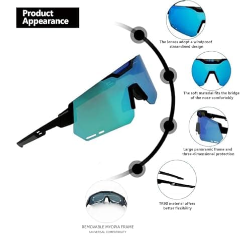 ActHose TR90 Polarized Sports Sunglasses for Men Women, UV400 Protection Lightweight Cycling Glasses for Outdoor Sports Fishing Running Baseball Softball - Thumbnail 3