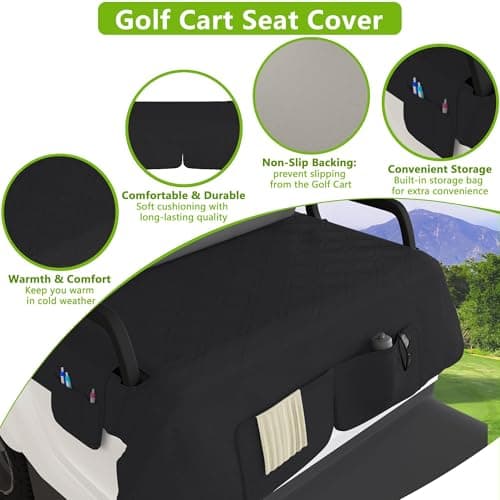 Eolzzi Golf Cart Seat Cover & Phone Holder Set, 360° Magnetic Mount for Club Car, Waterproof Seat Cover with 3 Pockets, Golf Accessories Gifts for Men Dad, Black - Thumbnail 4