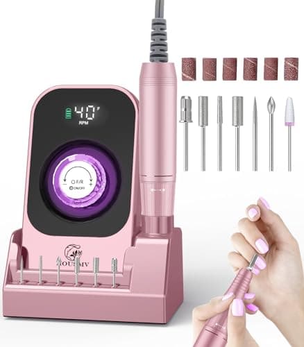 Portable Electric Nail Drill File: 40000RPM Professional Rechargeable Nail E-File Machine, Cordless Nail Drill with Bits & Base for Acrylic Nails Remove Nail Gel Polish Manicure for Salon Home - Image 1
