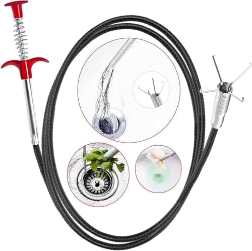 Ehigta 76 Inch Drain Snake Clog Remover, Flexible 4-Claw Grabber Tool,Toilet Sink Shower Bathtub Drain Cleaner for Hair Removal - Image 1