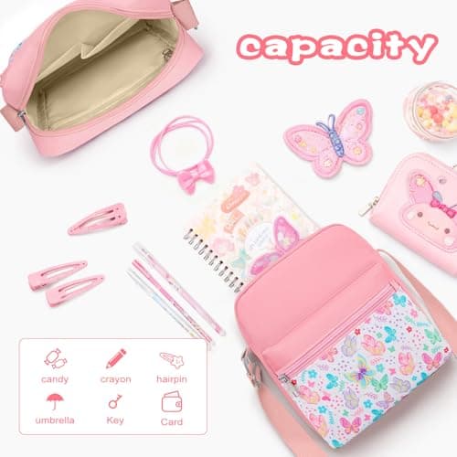 WOOMADA 2pcs Canvas Bag Crossbody Purses Cross Body Bag Messenger Bag CrossBody Purse Set(Petal Wings) - Thumbnail 4