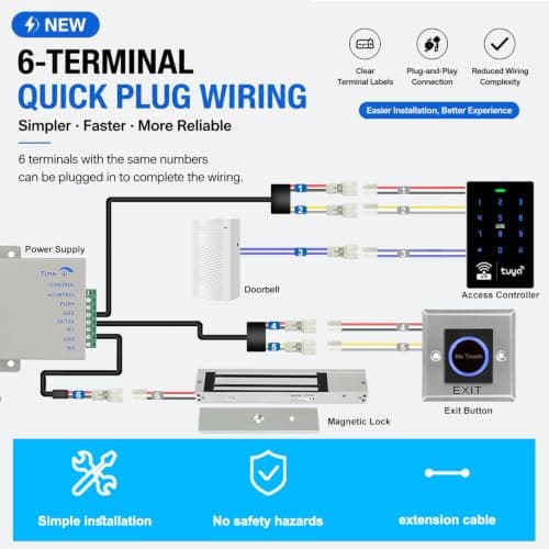 XYBkey WiFi TUYA Complete Security Access System Kit with Waterproof RFID Touch Keypad Door Lock, Smart Remote Door Opener, App，600-Pound Electric Magnetic Lock + ZL, Metal Sensor Switch, Doorbel - Thumbnail 2