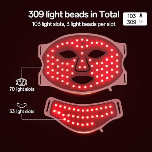Facego Red Light Mask for Face and Neck, 7 Colors Red Light Face Mask with Rechargeable Remote Controller, Flexible, Portable, Lightweight, and Ergonomic for Home & Travel (White) - Thumbnail 5