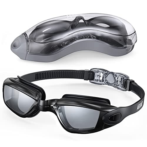 Aegend Swim Goggles, Swimming Goggles No Leaking Full Protection Adult Men Women Youth, Black-color Lens - Image 1