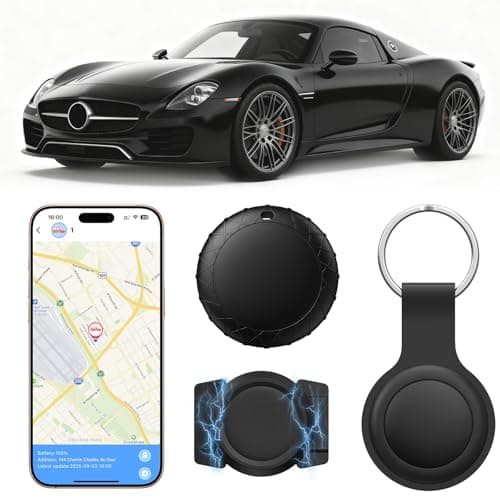 GPS Tracker for Vehicles with Magnetic Case Work with Find My (iOS Only)-No Monthly Fee Subscription No SIM Card Required, Waterproof,Real-Time GPS Tracking Devices or Cars, Trucks, Anti-Theft(Black)