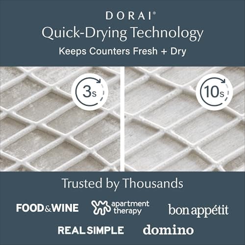 Dorai Home Collapsible Dish Drying Rack and Stone Dish Pad – Large Foldable Drying Rack with Instant - Dry Stone Mat – Space-Saving Drainer for Kitchen Counter - 24.6" x 16.5", Sand - Thumbnail 2
