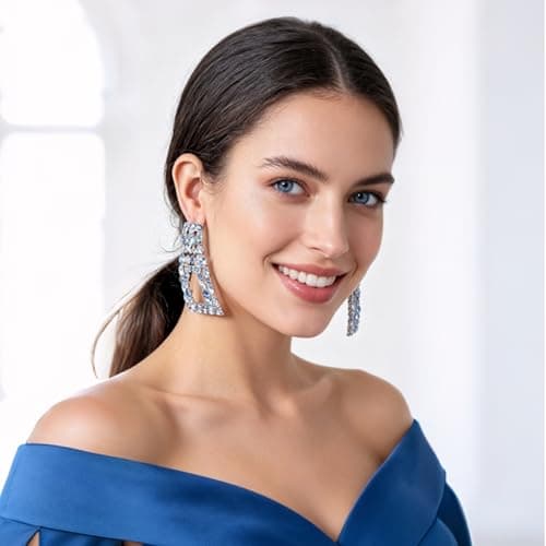KELMALL Chunky Geometric Rhinestone Dangle Earrings for Women – Bold Rectangle Statement Drop Earrings, Gift-Boxed Fashion Jewelry - Thumbnail 6