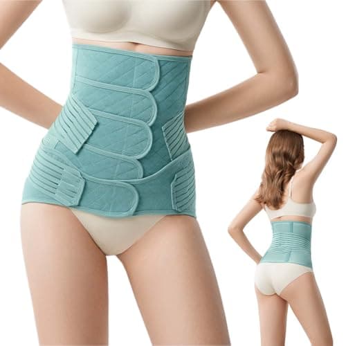 Postpartum Belly Band Wrap - Recovery Support, Adjustable Tummy Control Binder with Pelvic Belt , Comfortable and Supportive for Natural and Cesarean Sections, Shapewear,Elegant Quilted Design (Green, XX-Large(154-176lb))