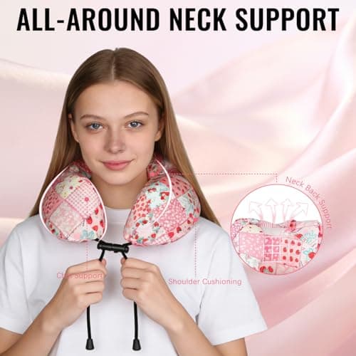 BAIKEA Satin Neck Pillow with Hood Pixie Pillows for Short Hair Sleep Travel Airplane Memory Foam Long Flight Plane Essentials Blue - Thumbnail 3