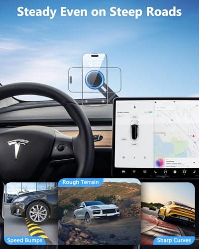 Kaisepoch Tesla Phone Mount for Magsafe: Tesla Car Phone Holder for Tesla Model 3/Y Accessories 【Strongest N52 Magnet + 360° Adjustable】 Foldable Hidden Car Mount Magnetic iPhone & Android - Thumbnail 6