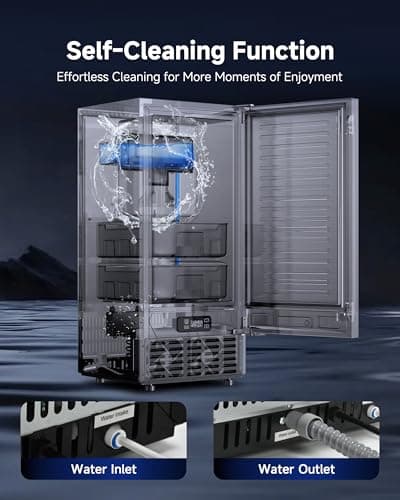 ICEVIVAL Under Counter Nugget Ice Maker, 70 lbs/Day Nugget Ice Machine, Built-in or Freestanding Ice Maker with 2-Drawer Ice Baskets, Auto-Cleaning & 24H Timer for Home and Bar Use - Thumbnail 4