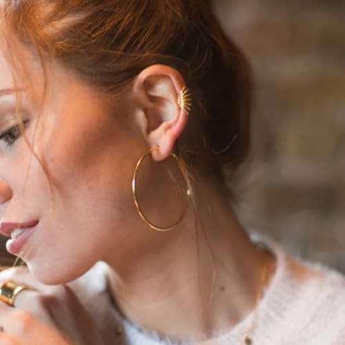 Gold Hoop Earrings for Women, Hypoallergenic Large Heart Hoops Earrings Set, Lightweight Small Big Women Loop Earrings Pack for Jewelry Gift 25mm/30mm/40mm/50mm - Thumbnail 6