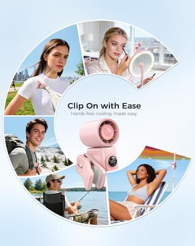 Hotsales Clip-On Portable Fan, 13500 RPM Rechargeable Handheld Mini Fan with LED Display, 360° Rotating Detachable Clip, Stroller Fan for Baby, Compact Travel Essentials/Lash, Summer Gifts for Women - Thumbnail 5
