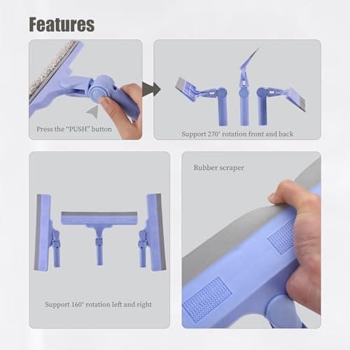 Shower Squeegee for Glass Doors, Cleaning Tile Wall,Car,Windshield Squeegee with 12" Blade and 15" Long Handle Bathroom Cleaner Tool for Household Home Window Mirror, - Thumbnail 5
