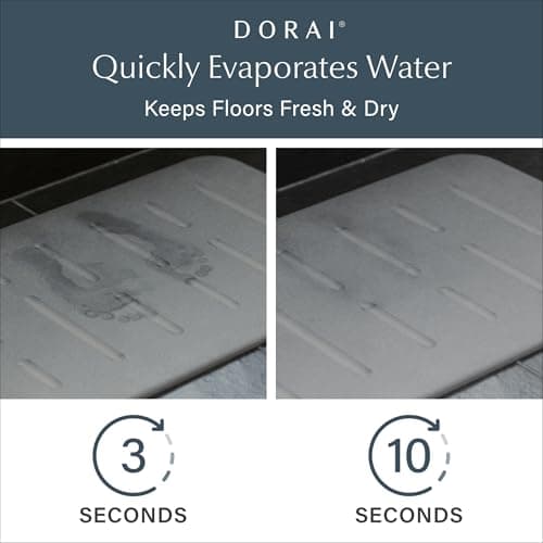 Dorai Home Bath Stone Mat 23.6"x15.4" (2-Pack) – Quick-Dry, Non-Slip Diatomite Stone Bath Mat, Rain Slate - Thumbnail 2