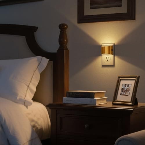 DORESshop LED Night Light[2 Pack], Golden Night Lights Plug into Wall, 3 Level Brightness Adjustable Plug in Night Light, Dusk to Dawn Sensor, Nightlights for Adults, Bedroom, Bathroom, Hallway, 3000K - Thumbnail 3