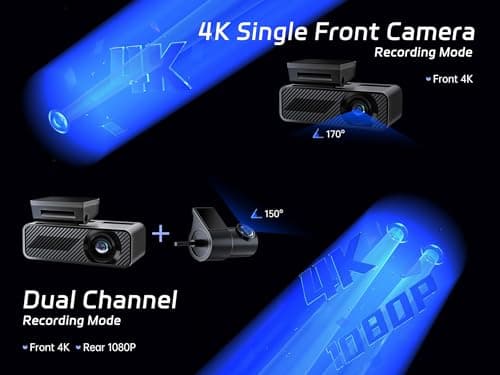 Pelsee P1 Duo 4K Dash Cam Front and Rear, 64GB SD Card, 4K+1080P Dual Dash Camera for Cars, Wi-Fi & App Control, 1.5’’IPS Display Car Camera, Voice Control, Night Vision, 24H Parking Mode, G-Sensor - Thumbnail 2