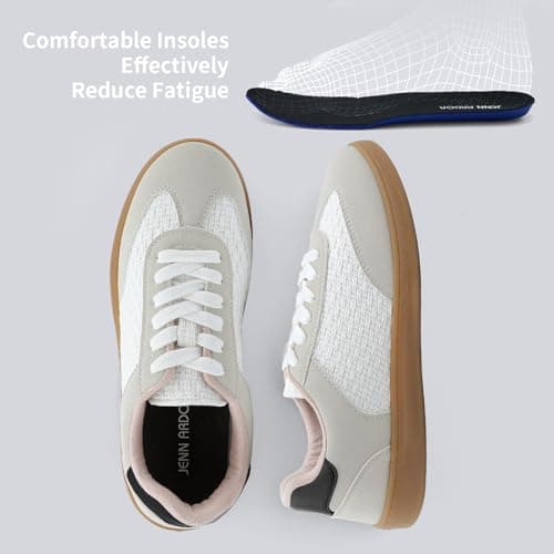JENN ARDOR Grey Low Top Sneakers for Women Lace-up Fashion Tennis Shoes Casual Slip On Sneaker Padded Non Slip Footwear for Work, Walking, Everyday Wear 10 - Thumbnail 5