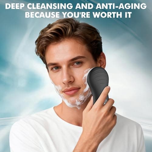 LZP Silicone Face Scrubber, Electric Facial Cleansing Brush with 6 Speeds Vibration Technology, Rechargeable & Waterproof Exfoliating Scrub Brush for Cleansing and Massaging, Men Women - Thumbnail 4