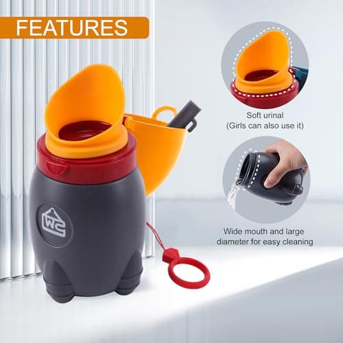 DIJIAMEIYA Portable Potty for Kids – Leak-Proof Rocket Travel Urinal for Boys & Girls, Lightweight Road Trip Essential for Car, Camping, Potty Training, Easy-Clean Reusable Pot(Vitality Orange) - Thumbnail 4