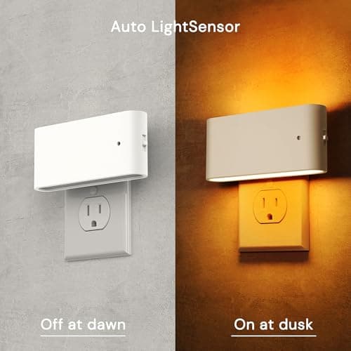 L LOHAS LED Night Light, 2 Pack Modern LED Night Lights Plug into Wall with Dusk to Dawn Sensor, 0-100LM 2000K/3000K/5000K Dimmable Nightlight for Hallway Bedroom Stairway - Thumbnail 2