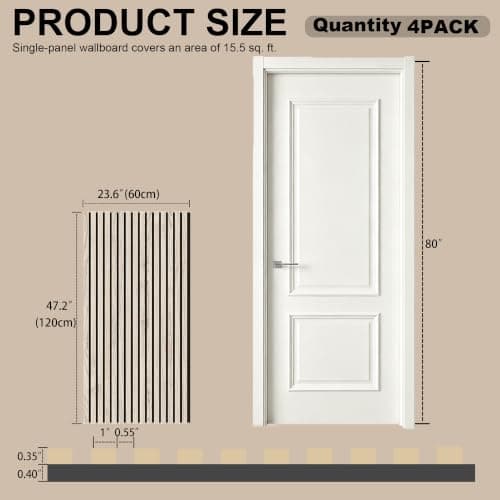 4 Packs Acoustic Wall Panel, 47.2"x23.6" Wood Slat SoundProof Panels, Sound Absorbing Panel for Office,Home Theater,Studio, Wall, Oak - Thumbnail 2