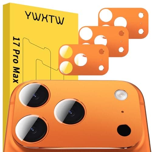 YWXTW [0 Bubbles for iPhone 17 Pro Max Camera Protector, Full Coverage Tempered Glass Lens Screen Protector for iPhone 17 Pro Max Accessories, Case Friendly, HD Clear, 3 Pack (Cosmic Orange) - Image 1