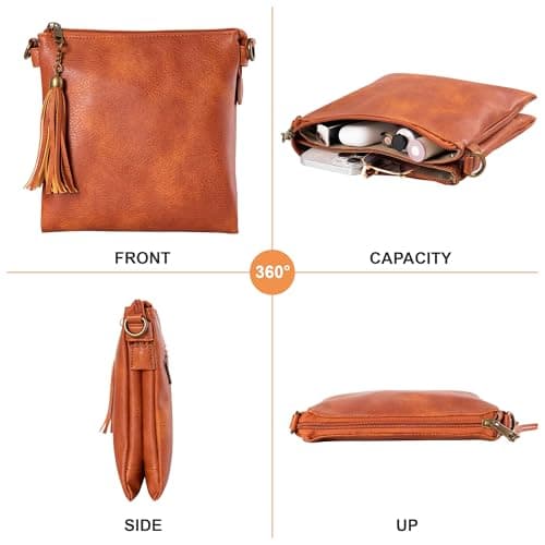 seOSTO Vegan Leather Crossbody Purse for Women, Adjustable Strap Multi-Compartment Sling Bag, Gifts For Teenage Girls（Brown） - Thumbnail 6