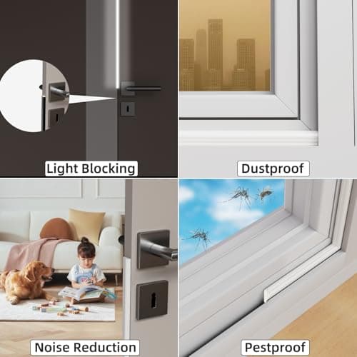 16.4 Ft Weather Stripping Seal Strip for Doors/Windows,Soundproofing Window Insulation Draft Stopper for Winter, Selfadhesive Foam Weather Strip for Door Frame,Door Gap Filler Noise Blocker(White) - Thumbnail 6