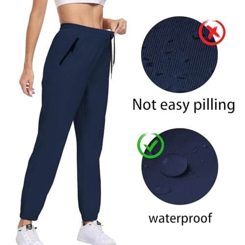 Womens Hiking Pants Waterproof Lightweight Quick Dry Sweatpants Joggers Elastic Waist Drawstring UPF50+ Cargo Work Casual Athletic Travel Navy Blue XXL - Thumbnail 5