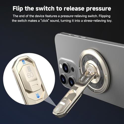 360° rotating magnetic phone holder, made of aluminum alloy, lightweight and portabl, with a press-type buckle design for an ultra-thin stand, suitable for all smartphones including iPhone and Samsung - Thumbnail 4