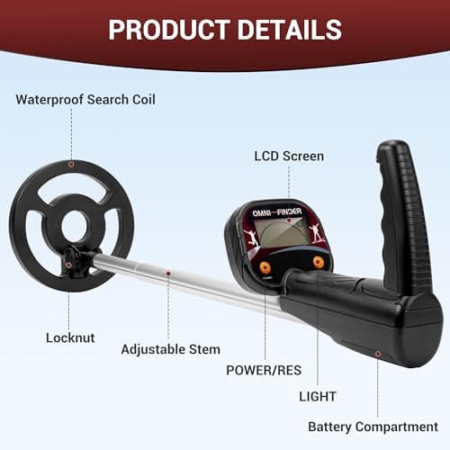 GDDREAM Metal Detector, Adjustable 17"-32" Metal Detector for Kids with LCD Display, Lightweight Kids Metal Detector Kit with 6" IP68 Waterproof Search Coil, Gift for Boys & Girls - Thumbnail 6