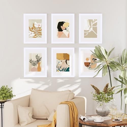 decorUhome 8.5 by 11 Picture Frame Set of 10, Display Photos 6x8 with Mat or 8.5x11 Unmatted for Picture Frames Collage Wall Decor, White - Thumbnail 2