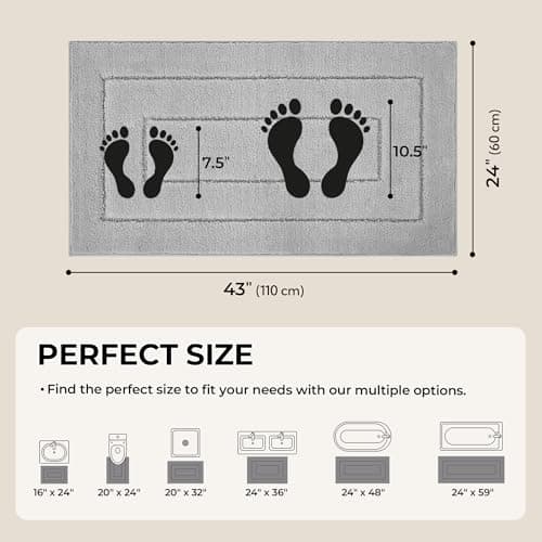 GRANNY SAYS Long Bathroom Rug Mat, Bath Mats Non-Slip, Super Soft and Water Absorbent, Large Bath Rugs, Machine Wash Dry, Bathroom Runner Rugs for Floor, Tub and Shower, 24 x 43 - Thumbnail 2