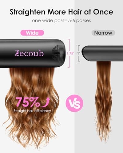 Wide Plate Hair Straightener for Thick Hair, 1.75 Inch Ionic Ceramic Flat Iron for Long, Coarse & Frizzy Hair, Fast 20s Heat-Up, 9 Temps to 450°F, Smooth Glide, Auto Shut Off, Dual Voltage - Thumbnail 6