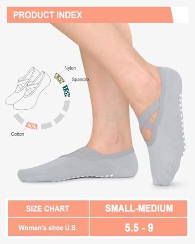 Aoliks Pilates Grip Socks for Women,Non Slip Athletic Socks for Yoga, Barre, Ballet, Barefoot Workout - Thumbnail 5