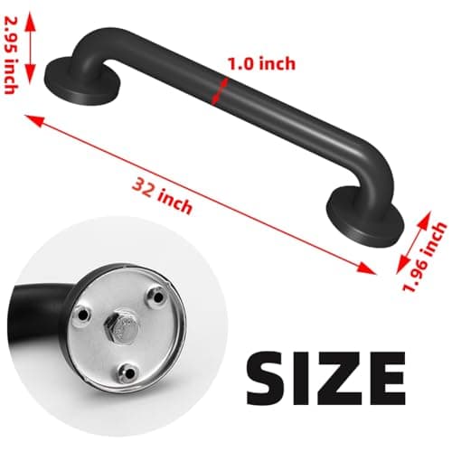 Wall Mounted Handrail Heavy Duty Industrial Stairs Grab Indoor Exterior Steps Deck Anti-Slip Metal Frame Pipe Hand Rail Outdoor Safety Bar Staircase Bars Handle for Elderly 32 Inch - Thumbnail 2