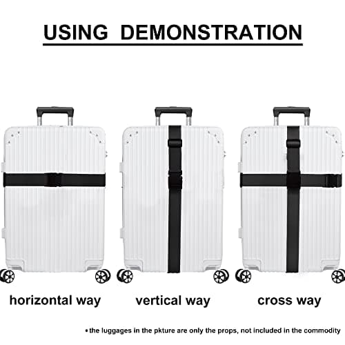 Luggage Straps for Suitcases TSA Approved Travel Belt 4 Pack by Chelmon (Black) - Thumbnail 5
