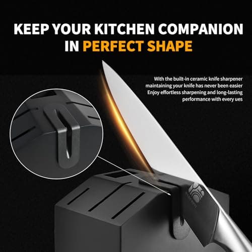 HAOCHUYI Premium Quality 14-Piece Knife Set with Block, Professional Chef Knife Set - Ultra-Sharp Kitchen Knives with Ergonomic Wood Handle, Ideal for Home, Outdoor, Camping, BBQ, and Gifts for Men - Thumbnail 5