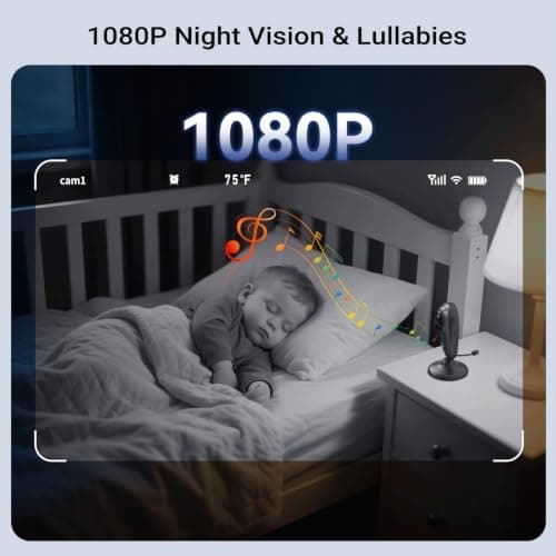 Envilink Upgrade Smart 1080P WiFi Baby Camera with APP, Video Baby Monitor with Camera and Audio, Cry Detection, Sleep Report, Night Vision, 2-Way Talk, 8 Lullabies Cloud Storage, Share to Family - Thumbnail 2