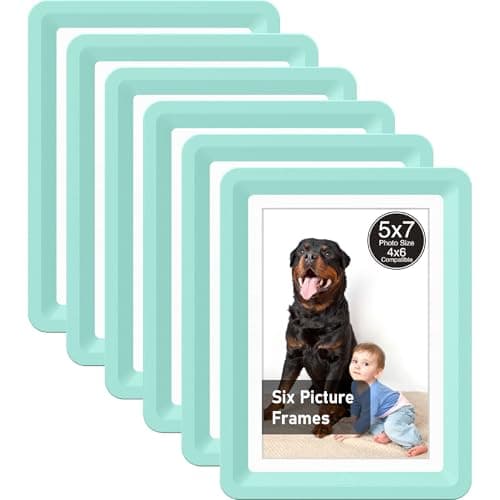 vilkok Green 5x7 Picture Frame,6 Pack, Fits 5x7 Photo or 4x6 with Mat, Acrylic Front & Durable ABS Frame, Shatterproof UV-Resistant Tabletop Display, Vertical/Horizontal Home Décor Frame - Image 1