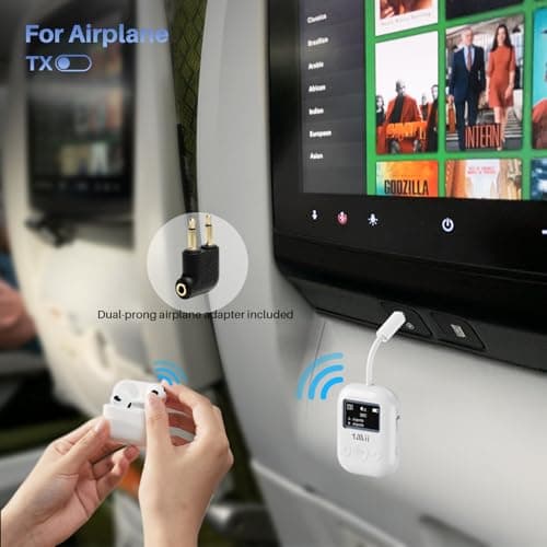 1Mii SafeFly Min+ Bluetooth Transmitter and Receiver,Bluetooth Adapter for Airplane, Supports to 2 AirPods/Headphones,Use with Any 3.5mm Jack on Airplanes, Gym, TVs, Car, Home, Boat(White) - Thumbnail 2