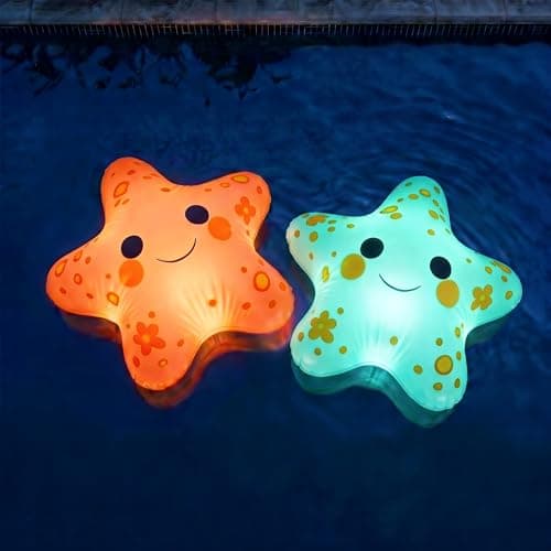 CetusLink Solar Pool Lights Outdoor, Floating Starfish Lights 2-Pack with Remote, RGBW Color Changing, Timer & Dimmable, Waterproof Pool Lights for Beach, Party, Patio - Image 1