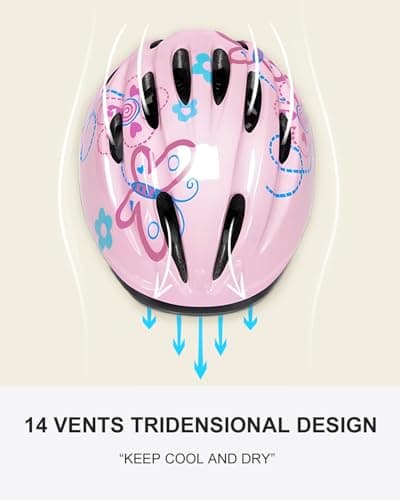 Girl Helmet for Bike,Kids Bike Pink Helmet for Girls Approximately Ages 3-10 Years Adjuastable and Multi-Sport, from Toddler to Kids CPSC Certicated - Thumbnail 4