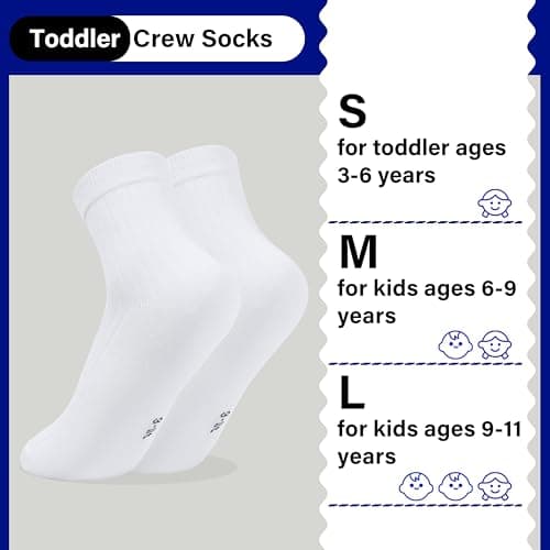 YMYDYFC 9-Pack Kids Socks For Boys Girls Toddler Crew White Ruffle Socks Black Dress Sock School Uniform Cotton Seamless 3-11T G-Cream Small（3-6Years） - Thumbnail 4