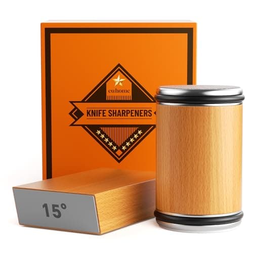 EUHOME Rolling Knife Sharpener Magnetic 15 20 Degree Angle Guide - 2-Stage Diamond Ceramic Sharpening Kit with N52 Magnets Heavy Duty Wood Base, Sharpener Tool for Kitchen Knives, Gift for Men Dad - Image 1