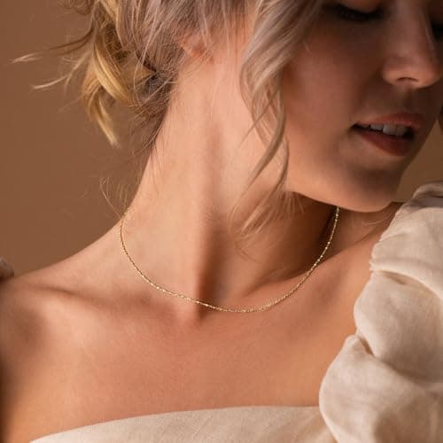 BAYLAY Gold Chain for Women - 18K Gold Plated Chain Necklace Dainty Gold Necklace for Women Gold Jewelry Gifts for Women Size 16 inch - Thumbnail 4