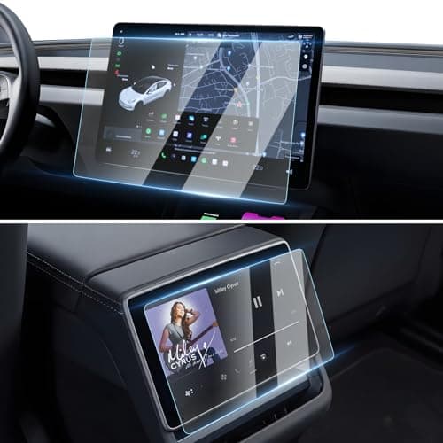 [Upgrade] 2 Pack Screen Protector for Tesla Model Y Juniper 2025~2026 / 2024~2025 2026 Model 3 Highland Screen Protector — 15.4-Inch Front & 8-Inch Rear Touchscreen Tempered Glass Tesla Juniper Accessories - Image 1