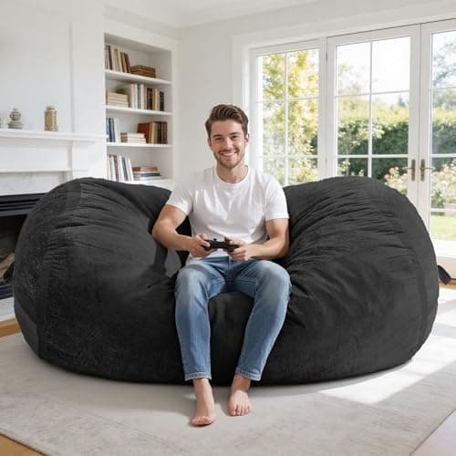 Homguava 5FT Bean Bag Chair Giant Bean Bag Chairs for Adults with Memory Foam Filled,Beanbag Chair with Soft Faux Fur Cover,Comfy Bean Bag Sofa Lounger for Living Room,Game Room,Bedroom - Thumbnail 3